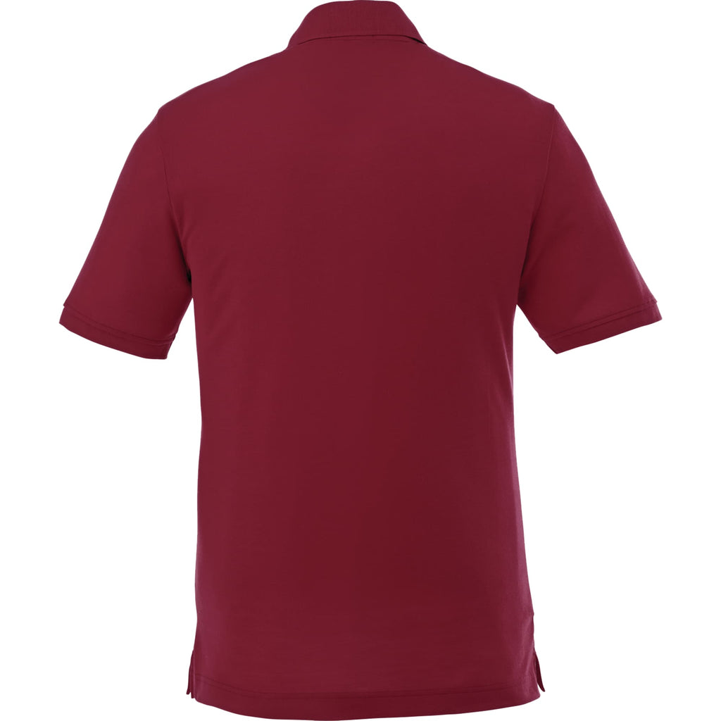 Crandall Poly Cotton Pique Polo for Men Embroidery - Maroon - Back Flat