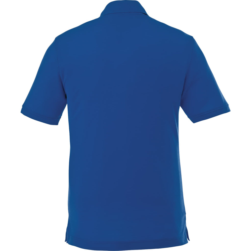 Crandall Poly Cotton Pique Polo for Men Embroidery - New Royal - Back Flat