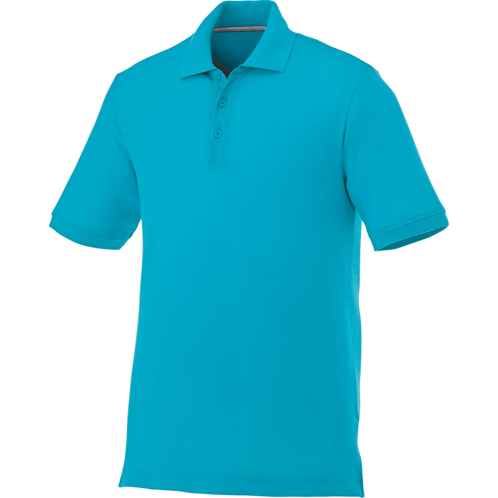 Crandall Poly Cotton Pique Polo for Men Transfer - Aspen Blue - Flat