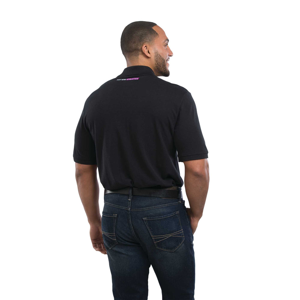 Crandall Poly Cotton Pique Polo for Men Transfer - Black - Back 4
