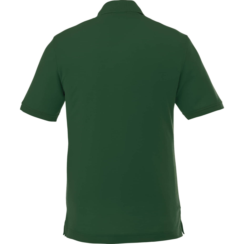 Crandall Poly Cotton Pique Polo for Men Transfer - Forest Green - Back Flat