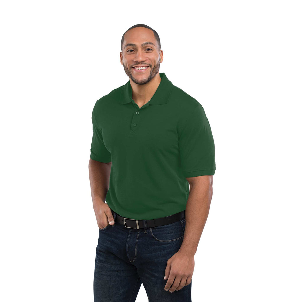 Crandall Poly Cotton Pique Polo for Men Transfer - Forest Green - Back