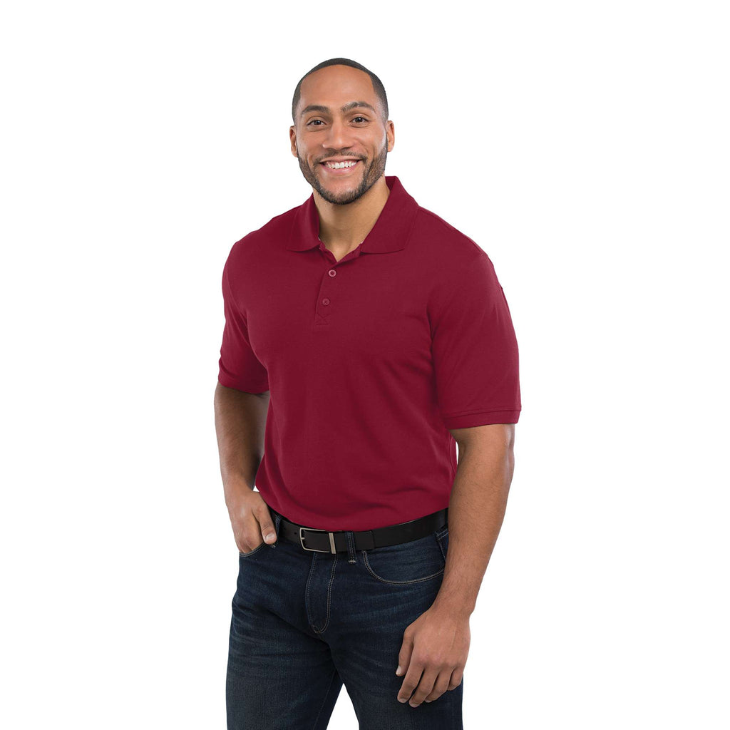 Crandall Poly Cotton Pique Polo for Men Transfer - Maroon - Back