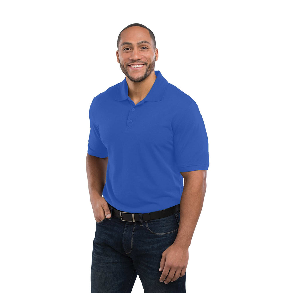Crandall Poly Cotton Pique Polo for Men Transfer - New Royal - Back