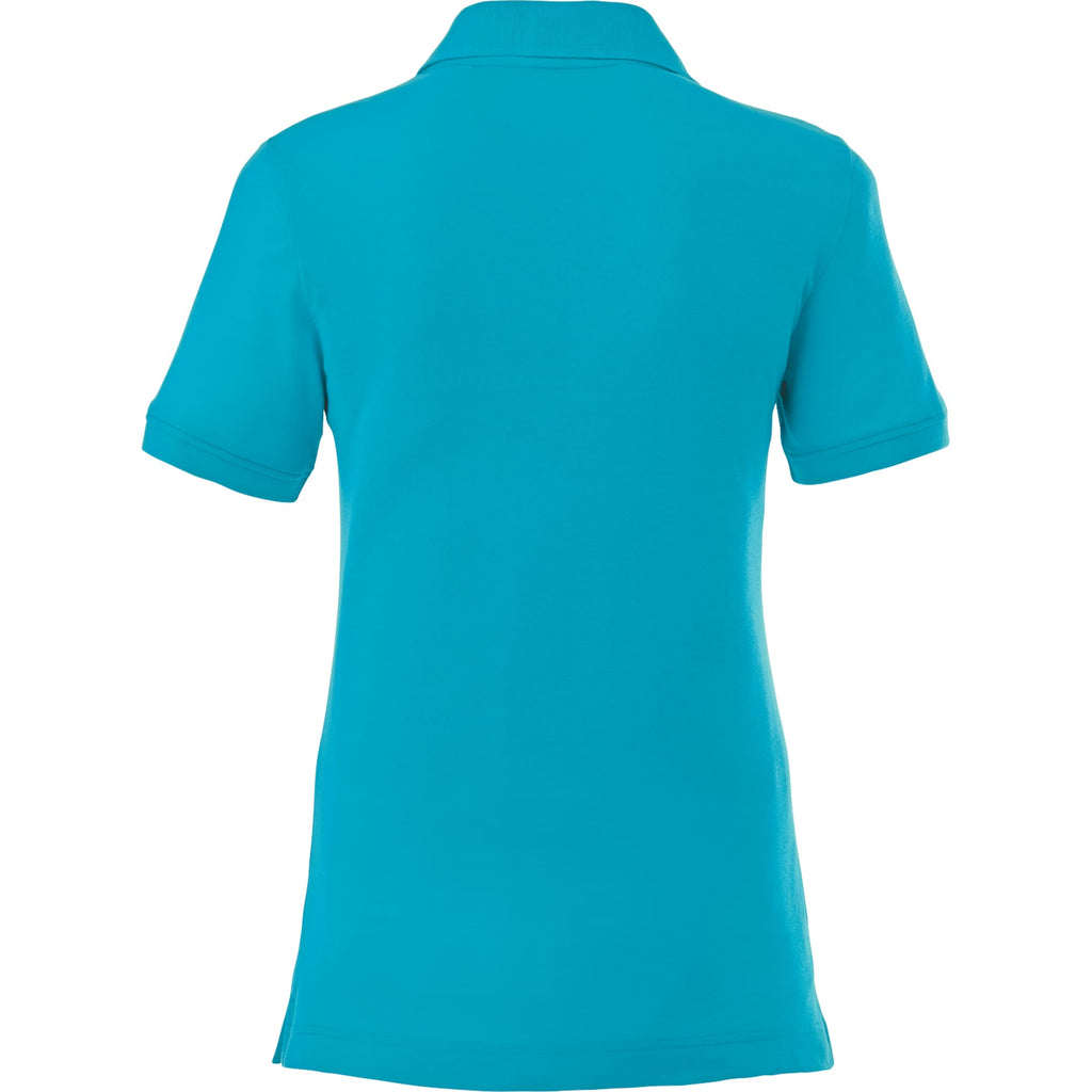 Crandall Poly Cotton Pique Polo for Women Transfer - Aspen Blue - Back Flat