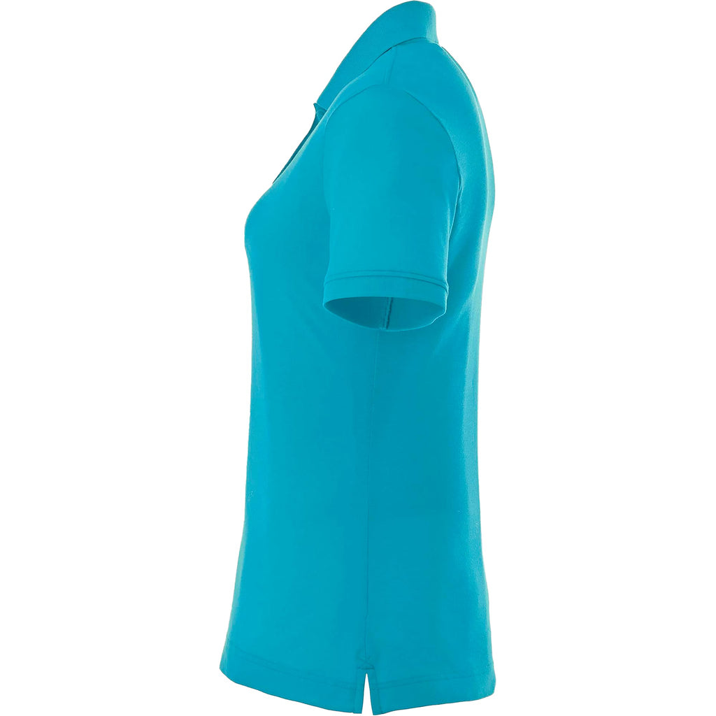 Crandall Poly Cotton Pique Polo for Women Transfer - Aspen Blue - Left Side