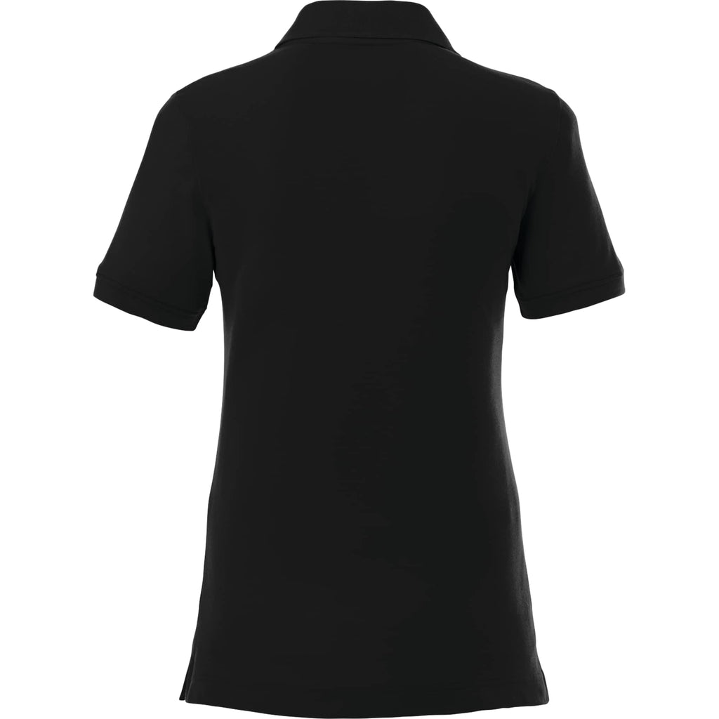 Crandall Poly Cotton Pique Polo for Women Transfer - Black - Back Flat