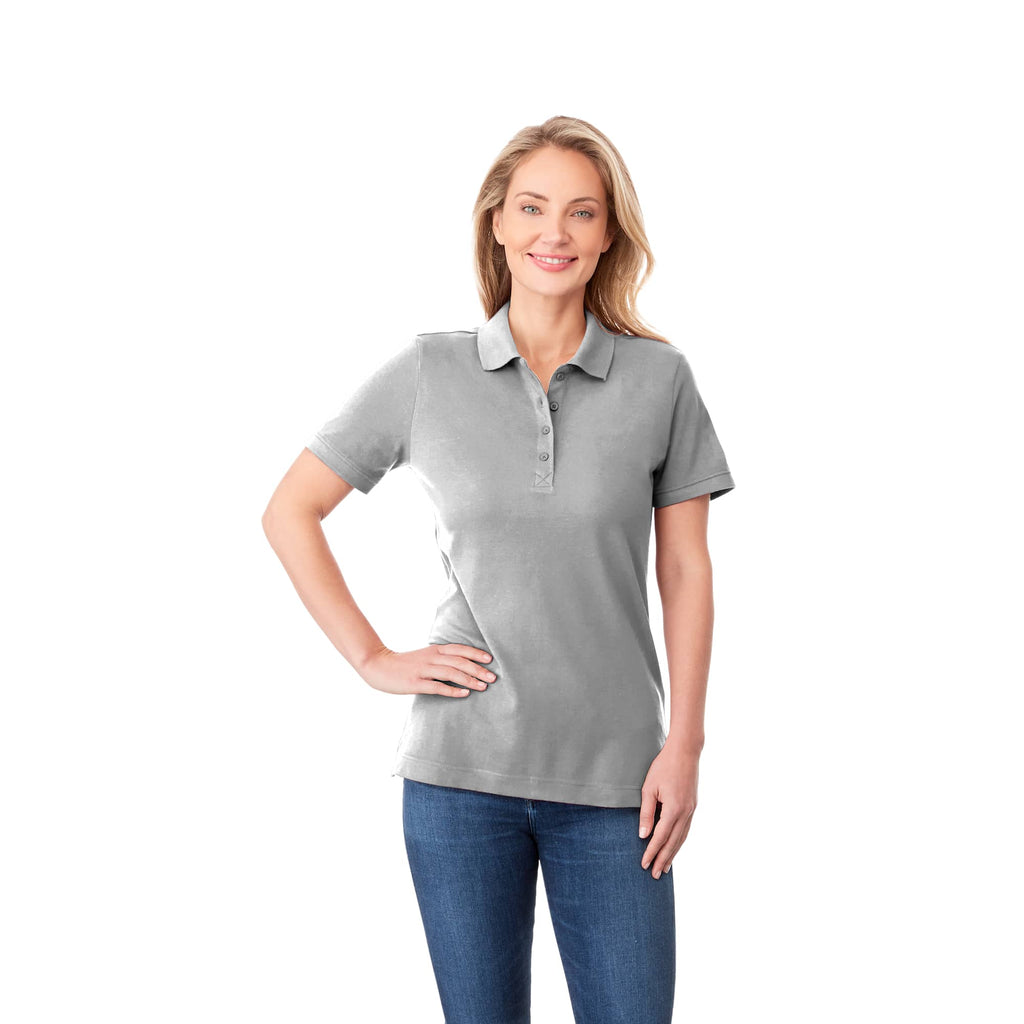Crandall Poly Cotton Pique Polo for Women Transfer - Heather Grey - Front On Model