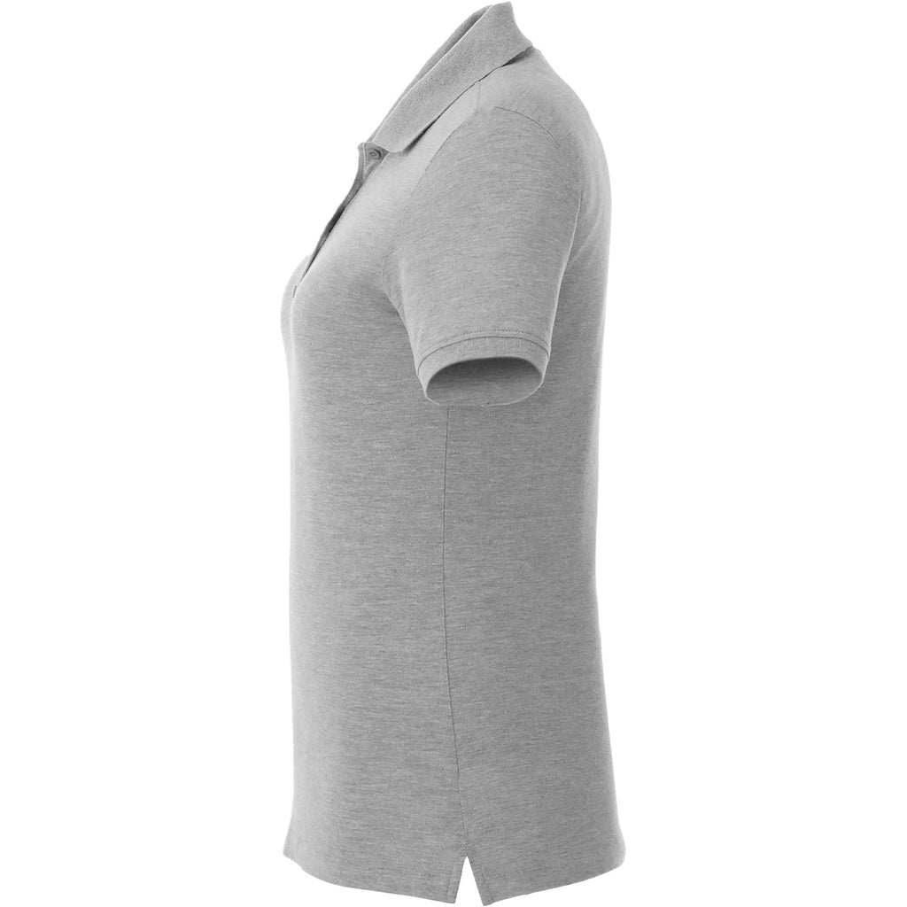 Crandall Poly Cotton Pique Polo for Women Transfer - Heather Grey - Left Side