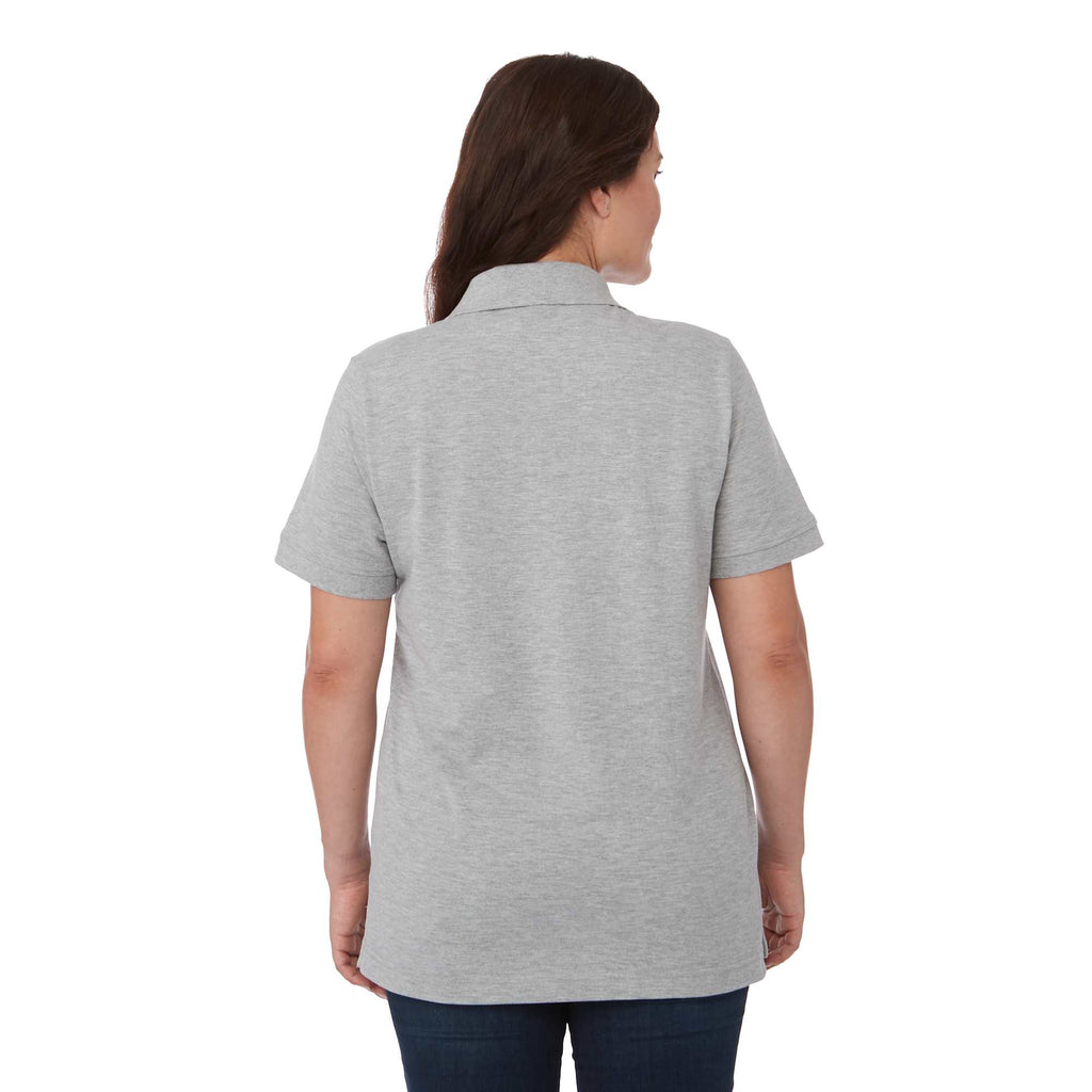Crandall Poly Cotton Pique Polo for Women Transfer - Heather Grey - On Model Back