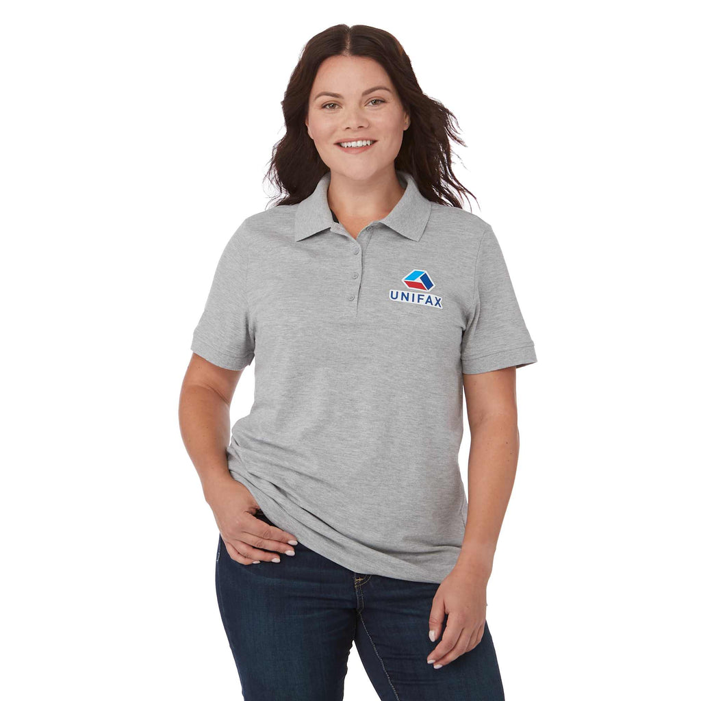 Crandall Poly Cotton Pique Polo for Women Transfer - Heather Grey - On Model Front