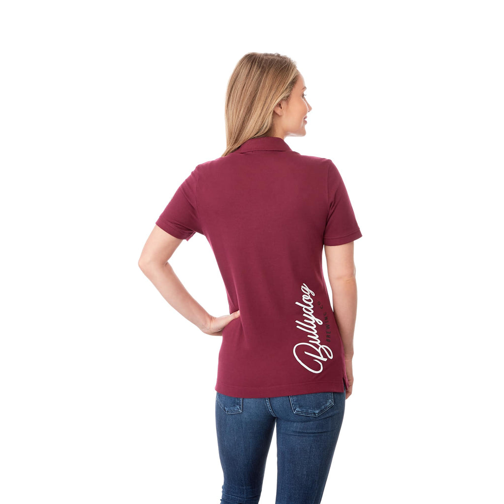 Crandall Poly Cotton Pique Polo for Women Transfer - Maroon - Back On Model