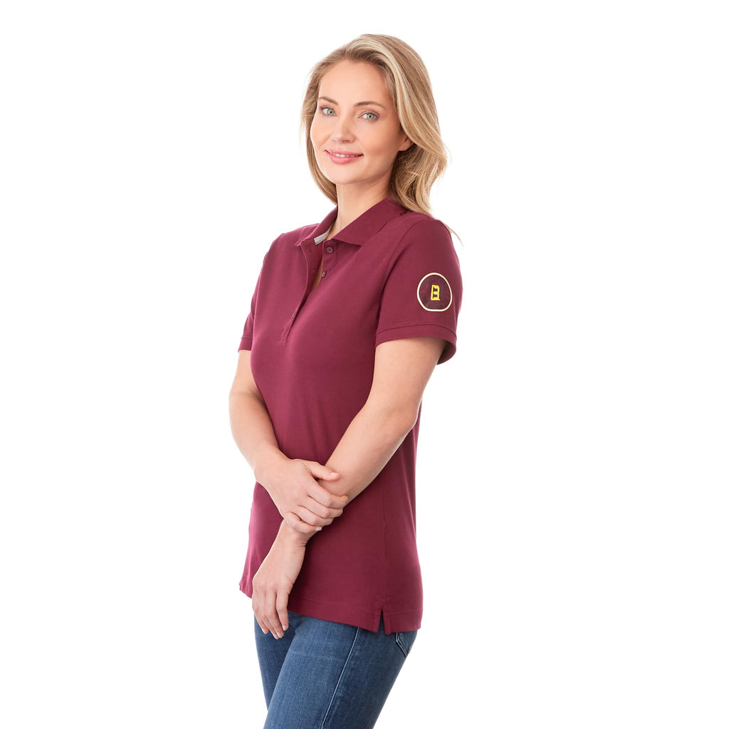Crandall Poly Cotton Pique Polo for Women Transfer - Maroon - On Model