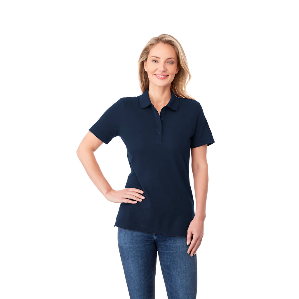 Crandall Poly Cotton Pique Polo for Women Transfer - Navy - Front On Model