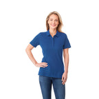 Crandall Poly Cotton Pique Polo for Women Transfer - New Royal - Front On Model