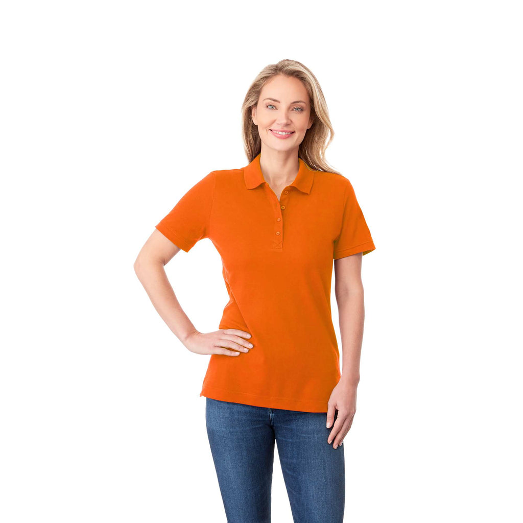 Crandall Poly Cotton Pique Polo for Women Transfer - Orange - Front On Model