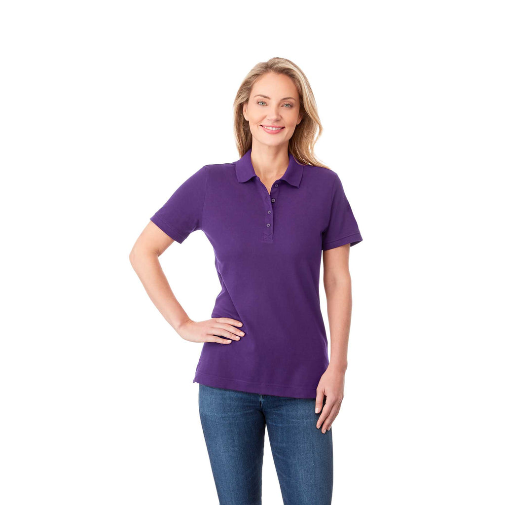 Crandall Poly Cotton Pique Polo for Women Transfer - Purple - Front On Model