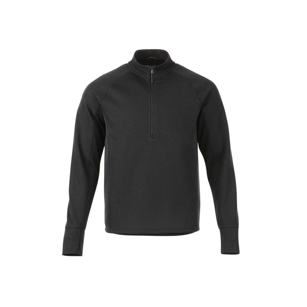 Crane Performance Knit Half Zip with Thumb Holes for Men Embroidery - Black - Front Flat