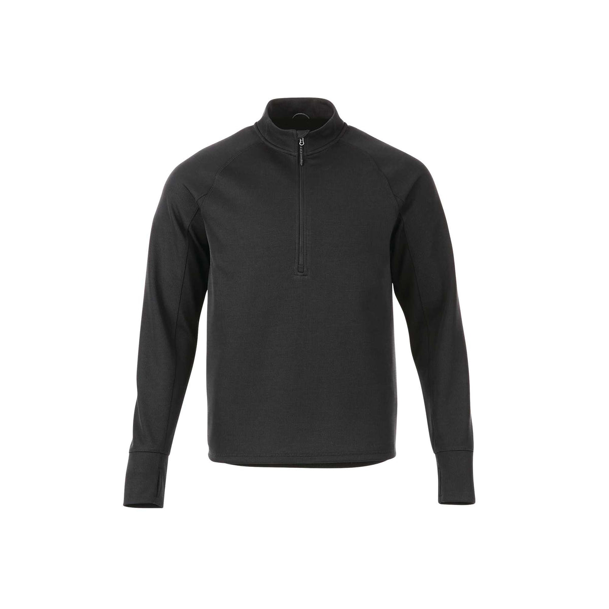 Crane Performance Knit Half Zip with Thumb Holes for Men Embroidery - Black - Front Flat