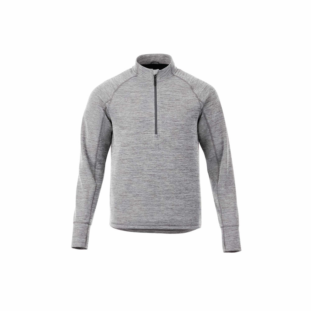 Crane Performance Knit Half Zip with Thumb Holes for Men Embroidery - Heather Charcoal - Front Flat