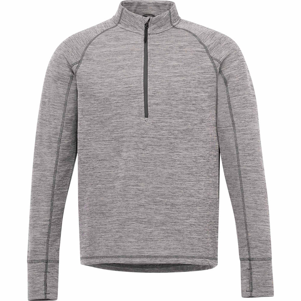 Crane Performance Knit Half Zip with Thumb Holes for Men Embroidery - Heather Charcoal - Front