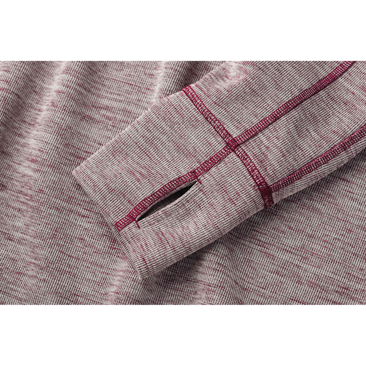 Crane Performance Knit Half Zip with Thumb Holes for Men Embroidery - Maroon Heather - Flat