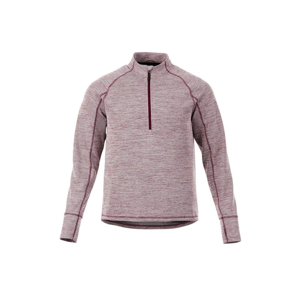 Crane Performance Knit Half Zip with Thumb Holes for Men Embroidery - Maroon Heather - Front Flat