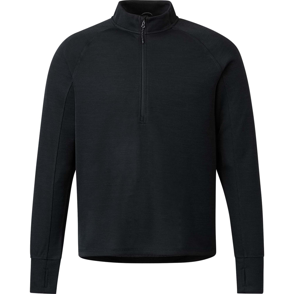 Crane Performance Knit Half Zip with Thumb Holes for Men Transfer - Black - Front