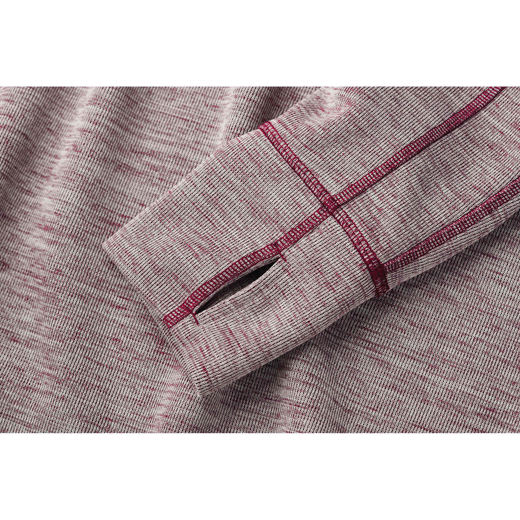 Crane Performance Knit Half Zip with Thumb Holes for Men Transfer - Maroon Heather - Flat