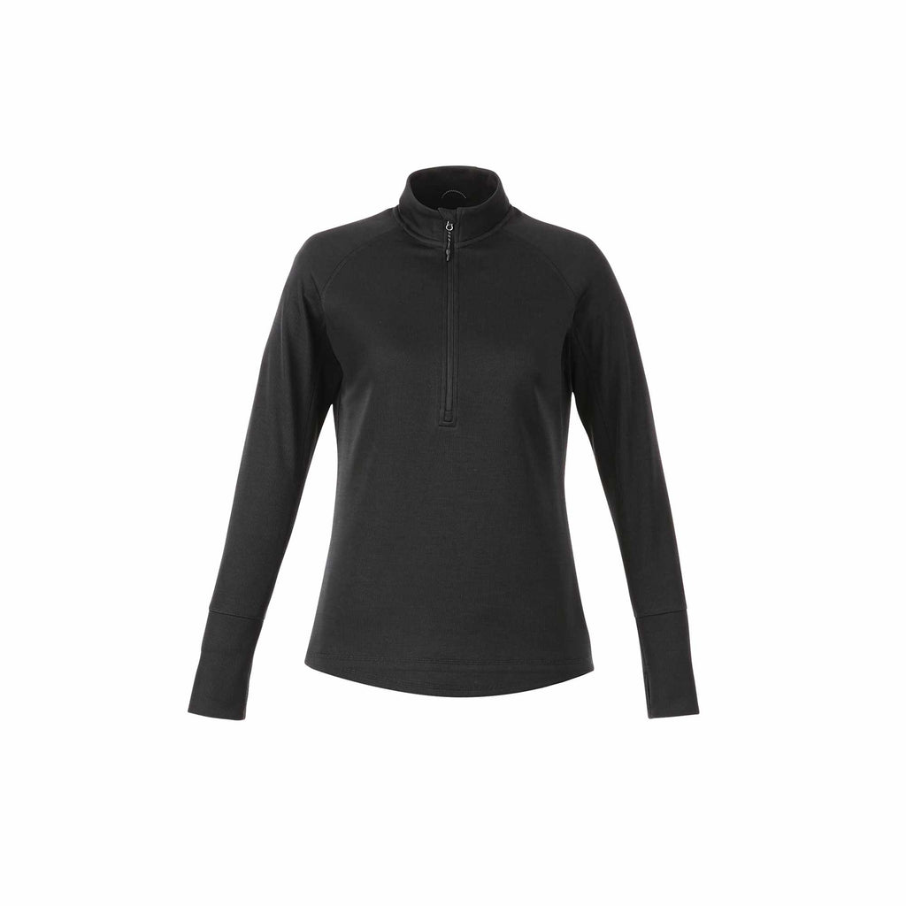 Crane Performance Knit Half Zip with Thumb Holes for Women Embroidery - Black - Front Flat 2