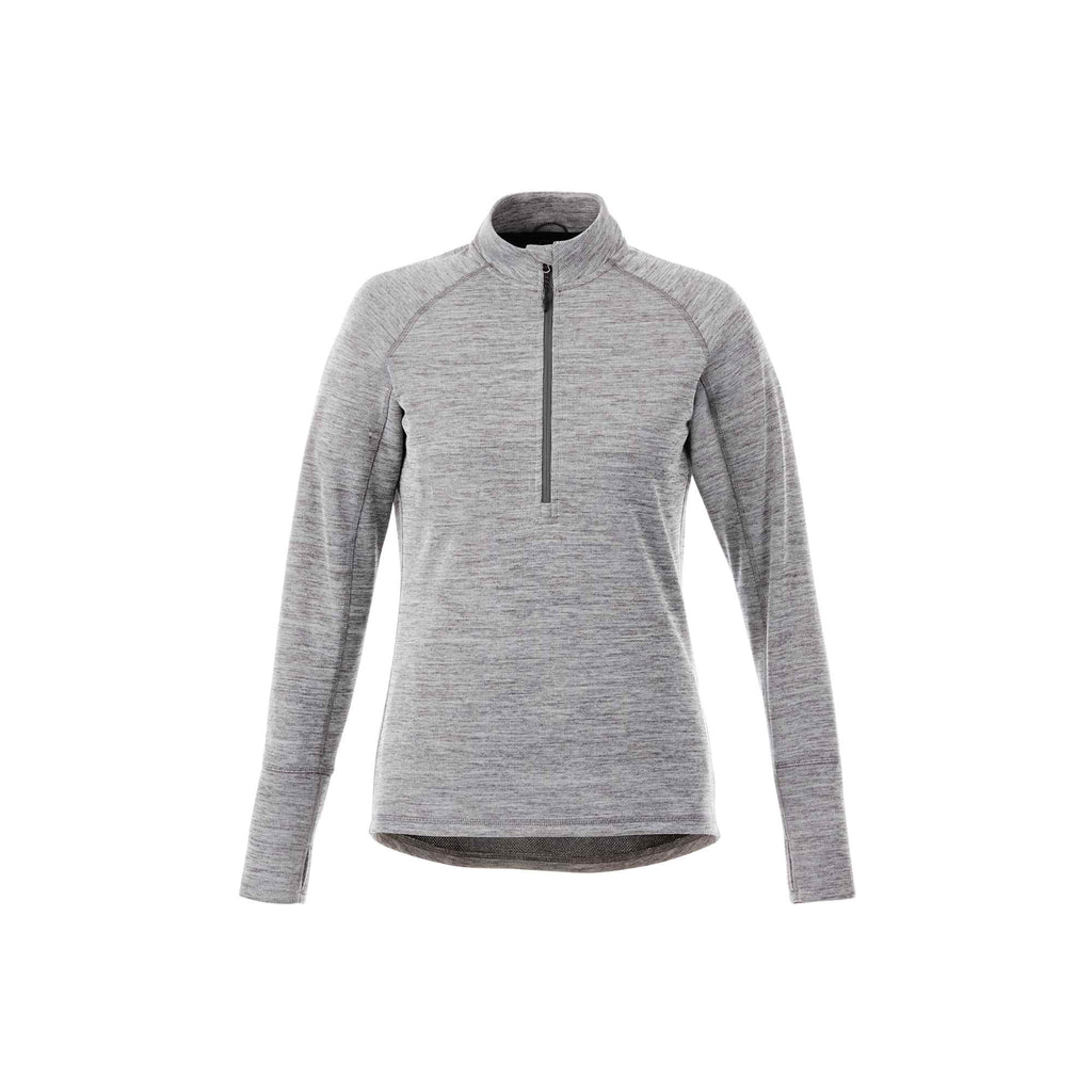 Crane Performance Knit Half Zip with Thumb Holes for Women Embroidery - Heather Charcoal - Front Flat 2