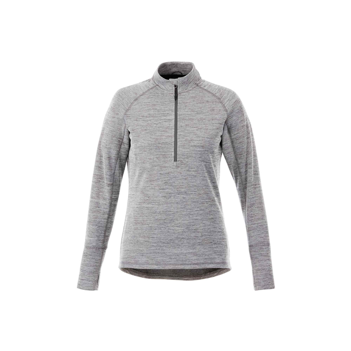Crane Performance Knit Half Zip with Thumb Holes for Women Embroidery - Heather Charcoal - Front Flat 2