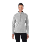 Crane Performance Knit Half Zip with Thumb Holes for Women Embroidery - Heather Charcoal - Front On Model 2