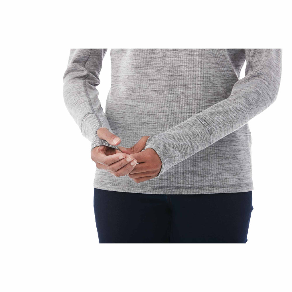 Crane Performance Knit Half Zip with Thumb Holes for Women Transfer - Heather Charcoal - On Model