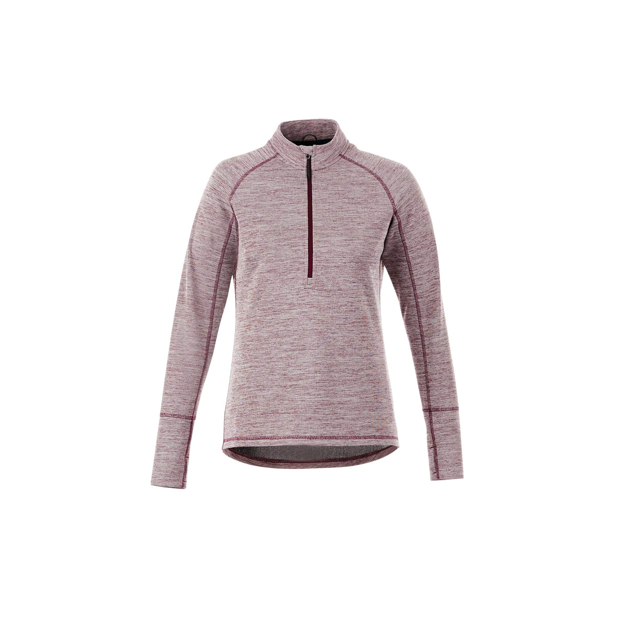 Crane Performance Knit Half Zip with Thumb Holes for Women Transfer - Maroon Heather - Front Flat 2
