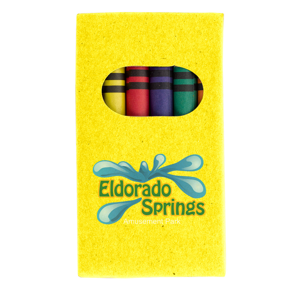 Crayon Set, 6 Piece - Yellow Paper Box - Full Color