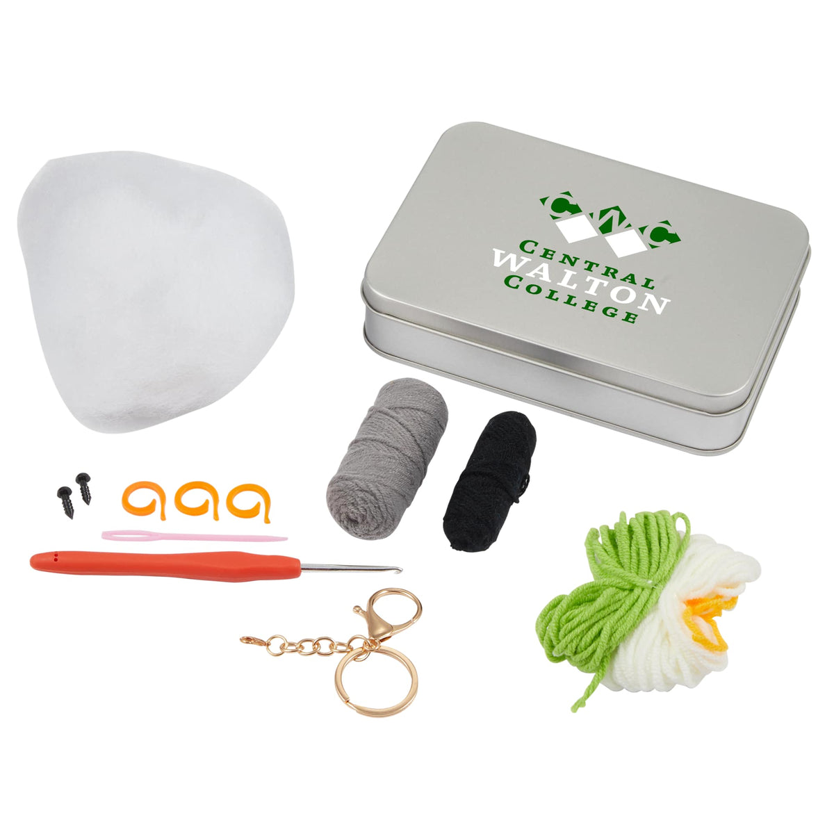 Crochet Kit with Keychain Attachment in a Tin - Black - Detail