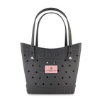 Crocs Classic Tote Bag, Medium Laser Engraving - Black / Powder Pink - View 1
