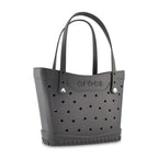 Crocs Classic Tote Bag, Medium Laser Engraving - Black / Powder Pink - View 3