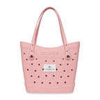 Crocs Classic Tote Bag, Medium Laser Engraving - Powder Pink / White - View 1