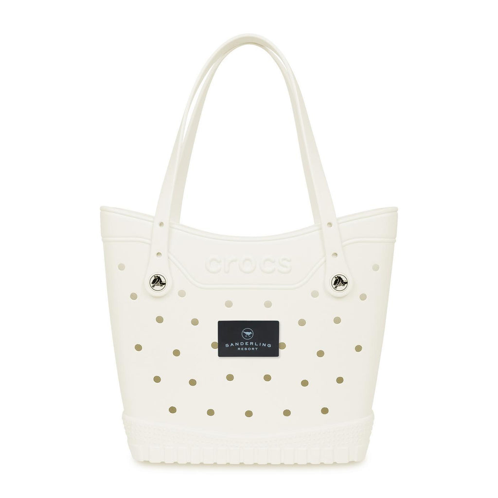 Crocs Classic Tote Bag, Medium Laser Engraving - White/Black - View 1