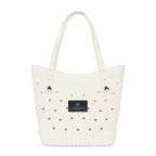 Crocs Classic Tote Bag, Medium Laser Engraving - White/Black - View 1