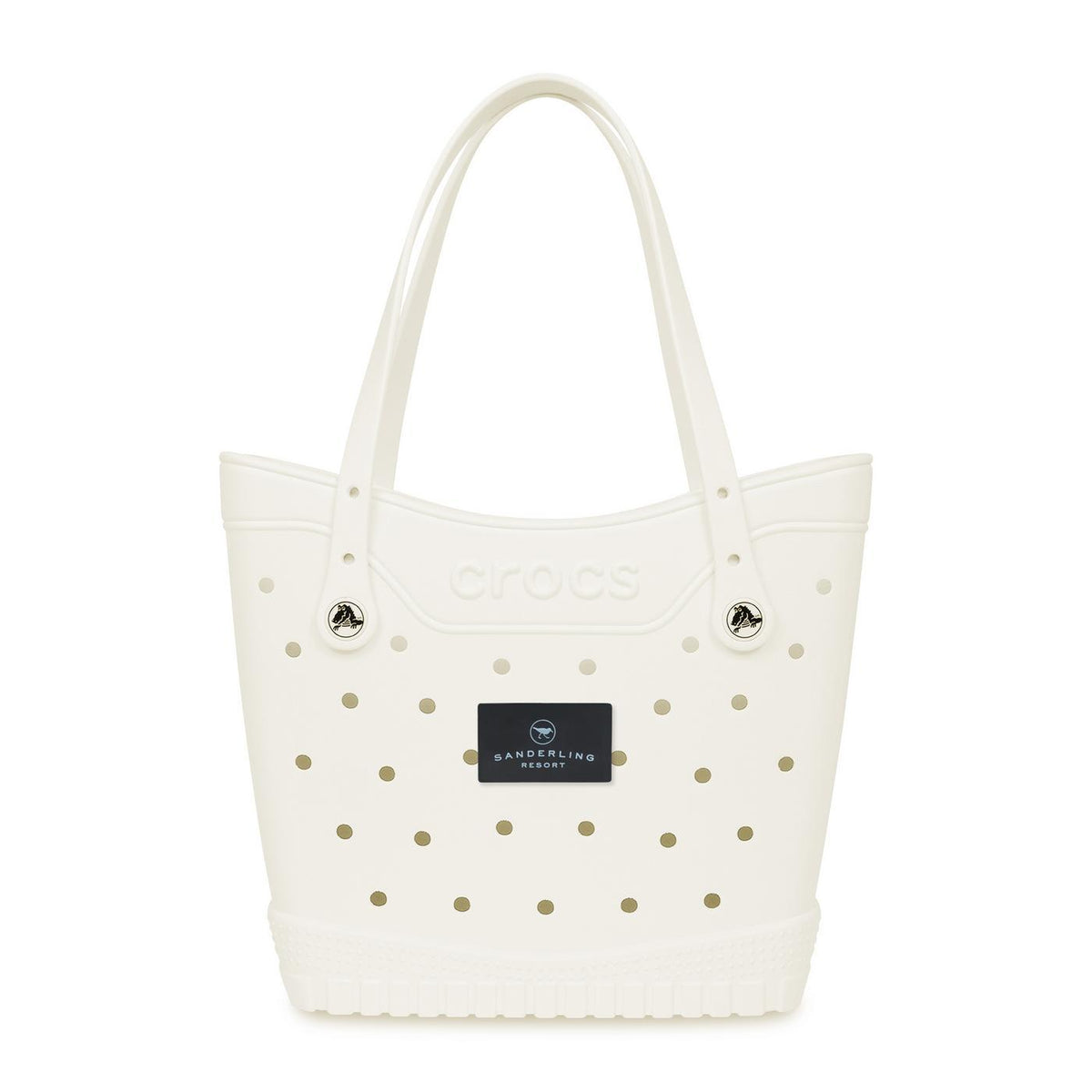 Crocs Classic Tote Bag, Medium Laser Engraving - White/Black - View 1
