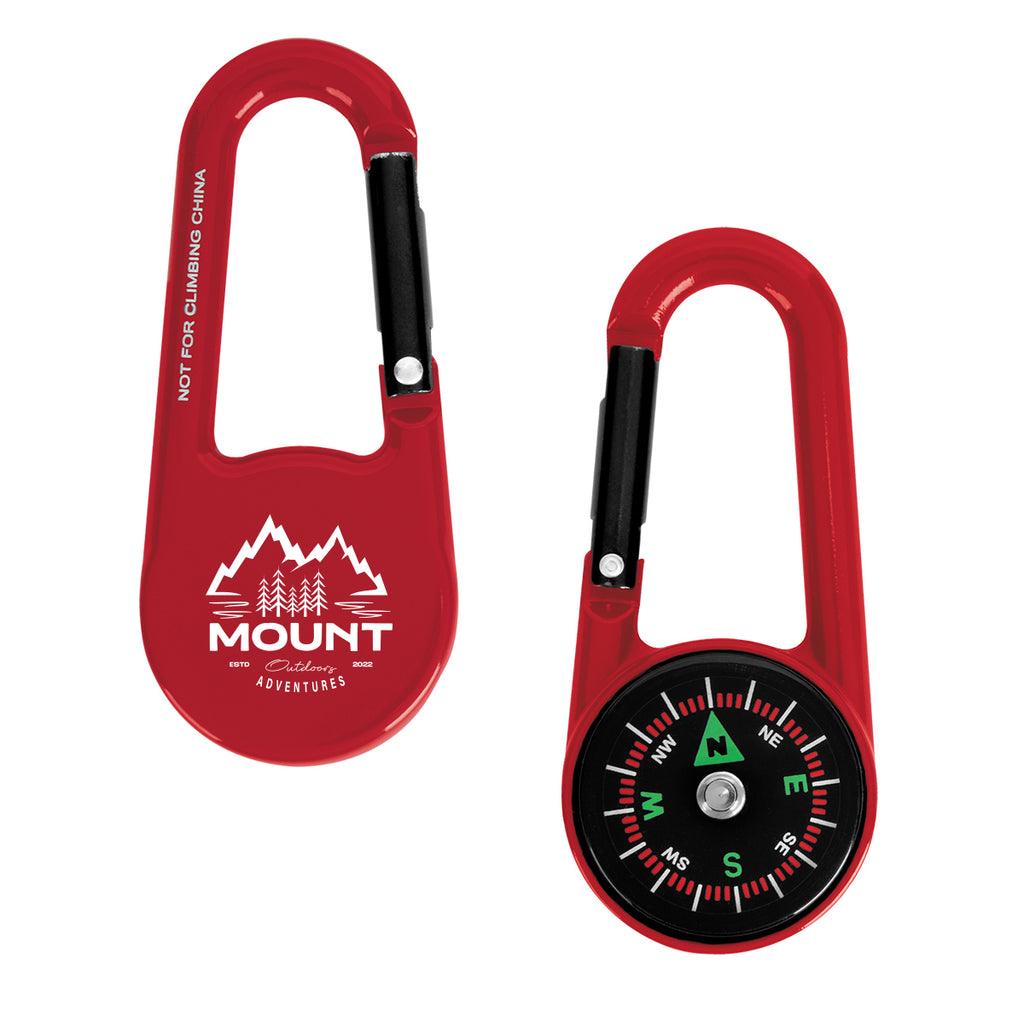 Croft Carabiner with Compass - Red - Pad Print