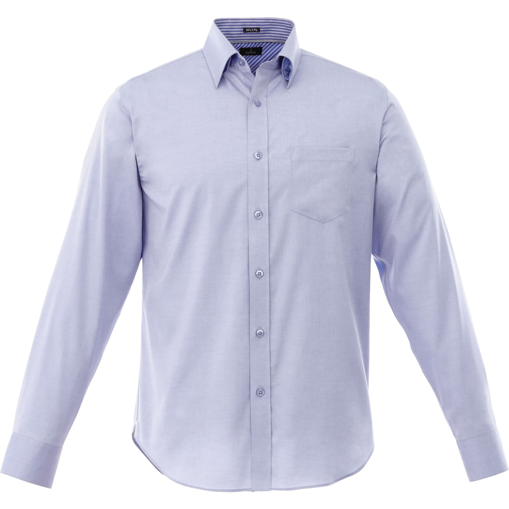 Cromwell Iron Free Oxford Shirt for Men Embroidery - China Blue - Front Flat