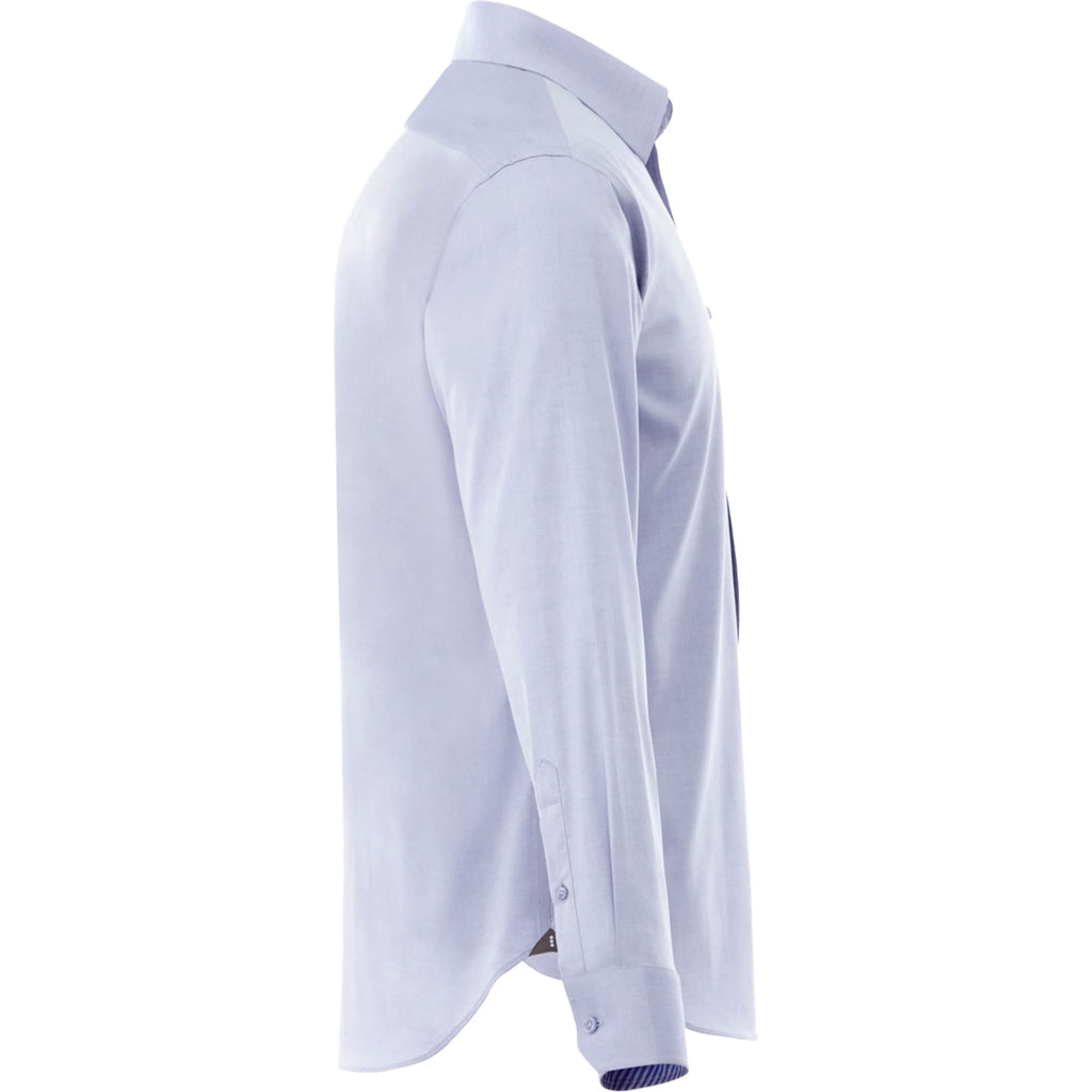 Cromwell Iron Free Oxford Shirt for Men Embroidery - China Blue - Right Side