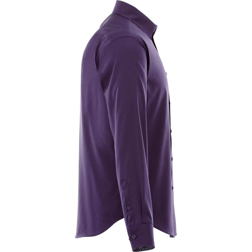 Cromwell Iron Free Oxford Shirt for Men Embroidery - Dark Plum - Right Side