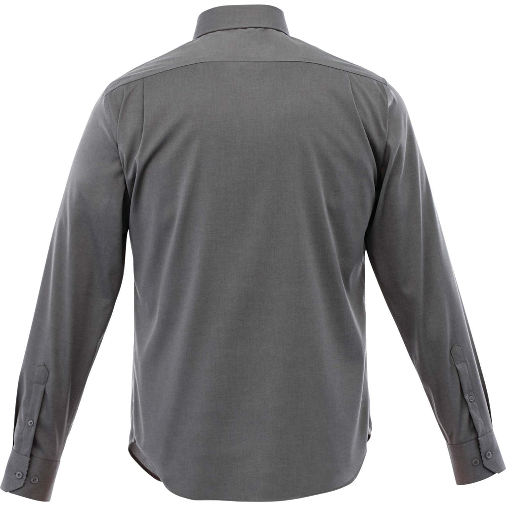 Cromwell Iron Free Oxford Shirt for Men Embroidery - Grey Storm - Back Flat