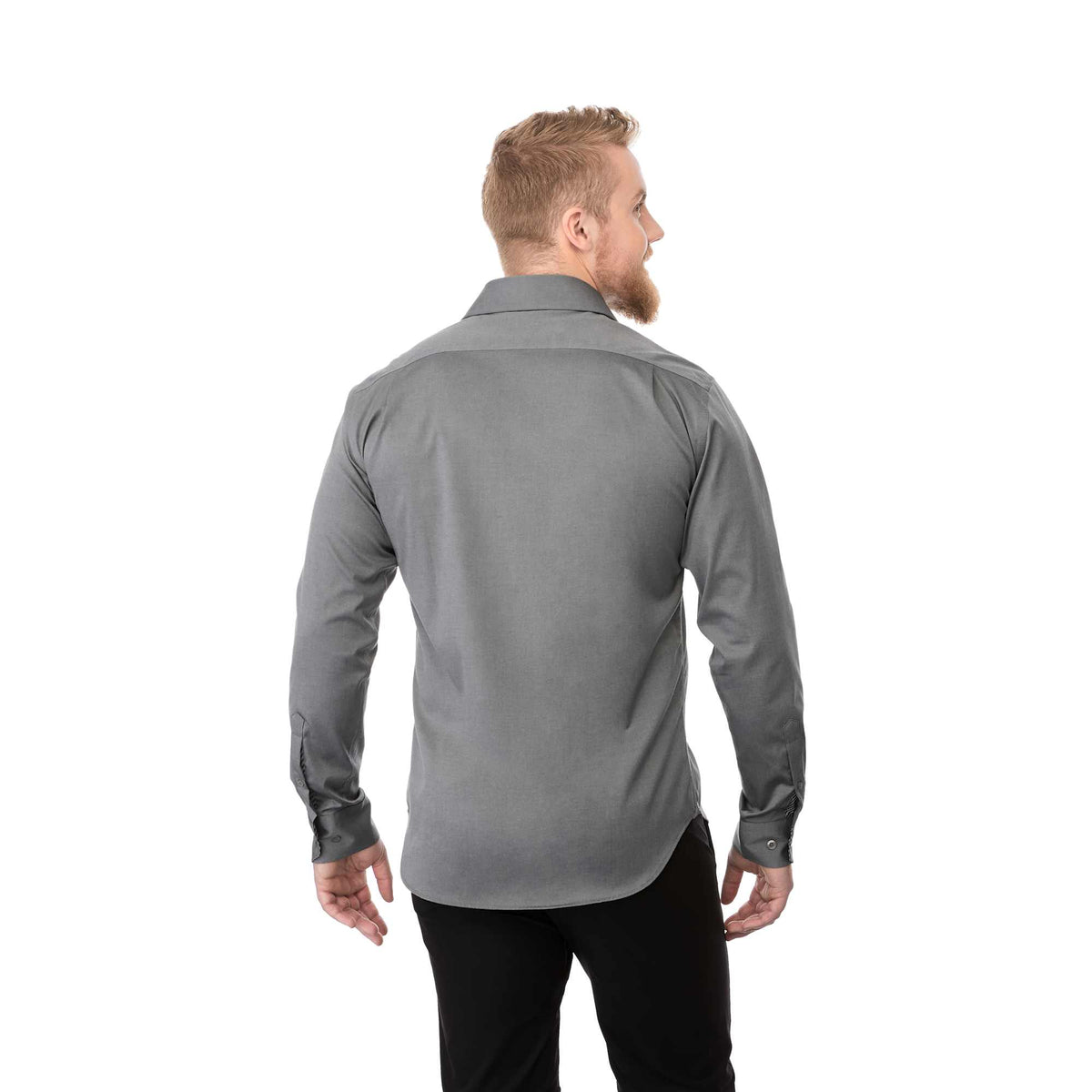Cromwell Iron Free Oxford Shirt for Men Transfer - Grey Storm - Back On Model