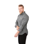 Cromwell Iron Free Oxford Shirt for Men Transfer - Grey Storm - On Model